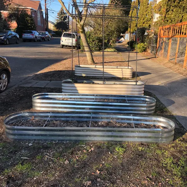 Corrugated metal raised garden beds